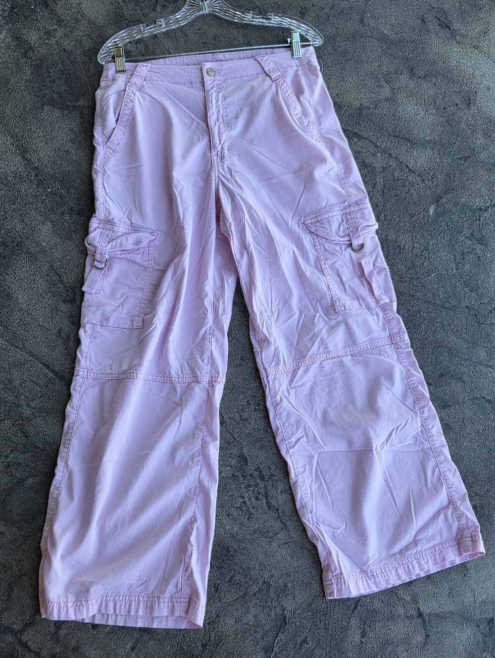 American Eagle Super High-Rise Stretch Baggy Wide LegLight Pink Cargo Pants 10 S